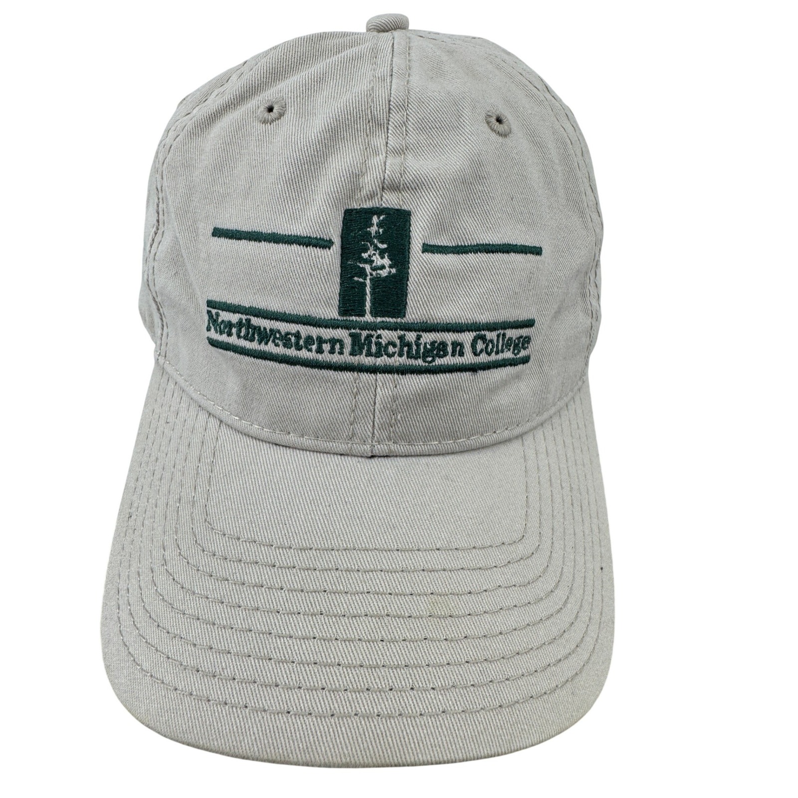 Northwestern Michigan College Hat Cap Beige Embroidered Logo Mens Cotton